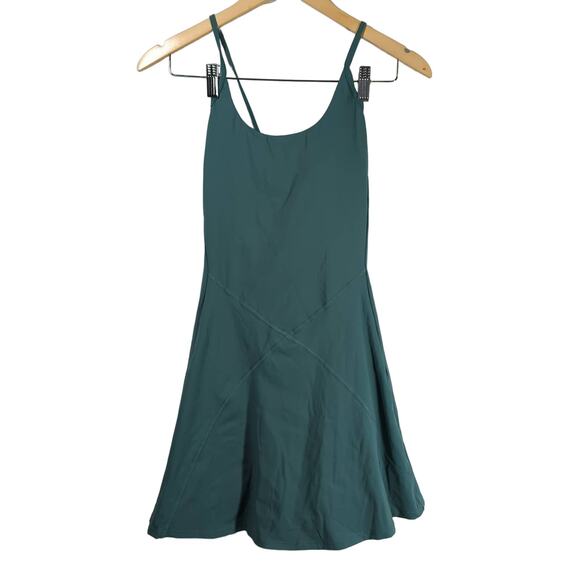 HALARA Dresses & Skirts - Halara U Neck Backless Crisscross Cut Out 2-in-1 Side Pocket Mini Dress M NWT